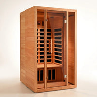 2 Person Extendable FAR Infrared Sauna for Home, Hemlock Wood Low EMF 6 Carbon Heaters Indoor Saunas with LED Lights, Bluetooth Speaker, Digital Control Panel, and Seating Bench