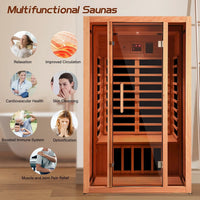 2 Person Extendable FAR Infrared Sauna for Home, Hemlock Wood Low EMF 6 Carbon Heaters Indoor Saunas with LED Lights, Bluetooth Speaker, Digital Control Panel, and Seating Bench — product view 5