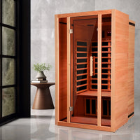 2 Person Extendable FAR Infrared Sauna for Home, Hemlock Wood Low EMF 6 Carbon Heaters Indoor Saunas with LED Lights, Bluetooth Speaker, Digital Control Panel, and Seating Bench — product view 10