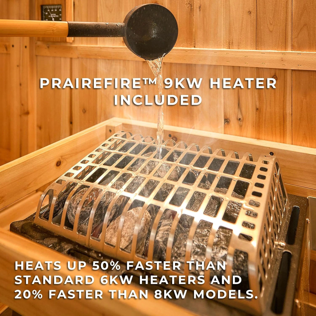 Backyard Discovery Lennon 4-6 Person Traditional Cedar Outdoor Cube Sauna with Porch, Electric Sauna Heater, Sauna Rocks, Dry Heat, Steam Sauna, LED Lights, Wi-Fi Control, Sauna Accessories — product view 8