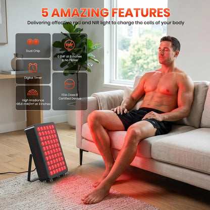Red Light Therapy Panel, 660Nm Red & 850Nm near Infrared Light Therapy Device for Body Face with 60 Dual Chip Leds, Timer, Adjustable Stand & Hidden Handle,Upgraded High Power Red Light Therapy Device — product view 3