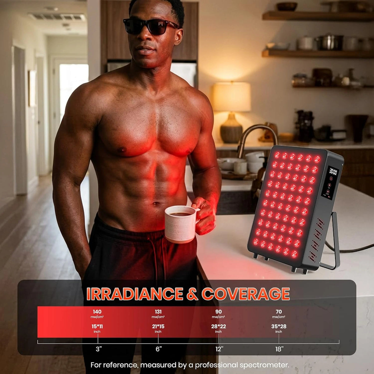 Red Light Therapy Panel, 660Nm Red & 850Nm near Infrared Light Therapy Device for Body Face with 60 Dual Chip Leds, Timer, Adjustable Stand & Hidden Handle,Upgraded High Power Red Light Therapy Device — product view 5