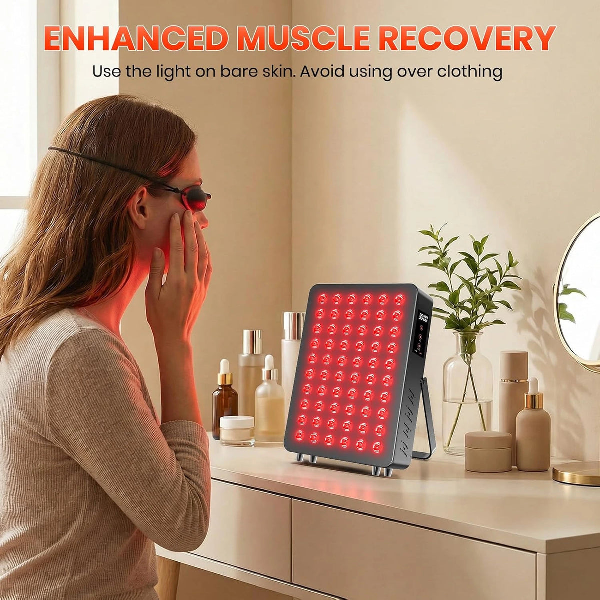 Red Light Therapy Panel, 660Nm Red & 850Nm near Infrared Light Therapy Device for Body Face with 60 Dual Chip Leds, Timer, Adjustable Stand & Hidden Handle,Upgraded High Power Red Light Therapy Device — product view 6