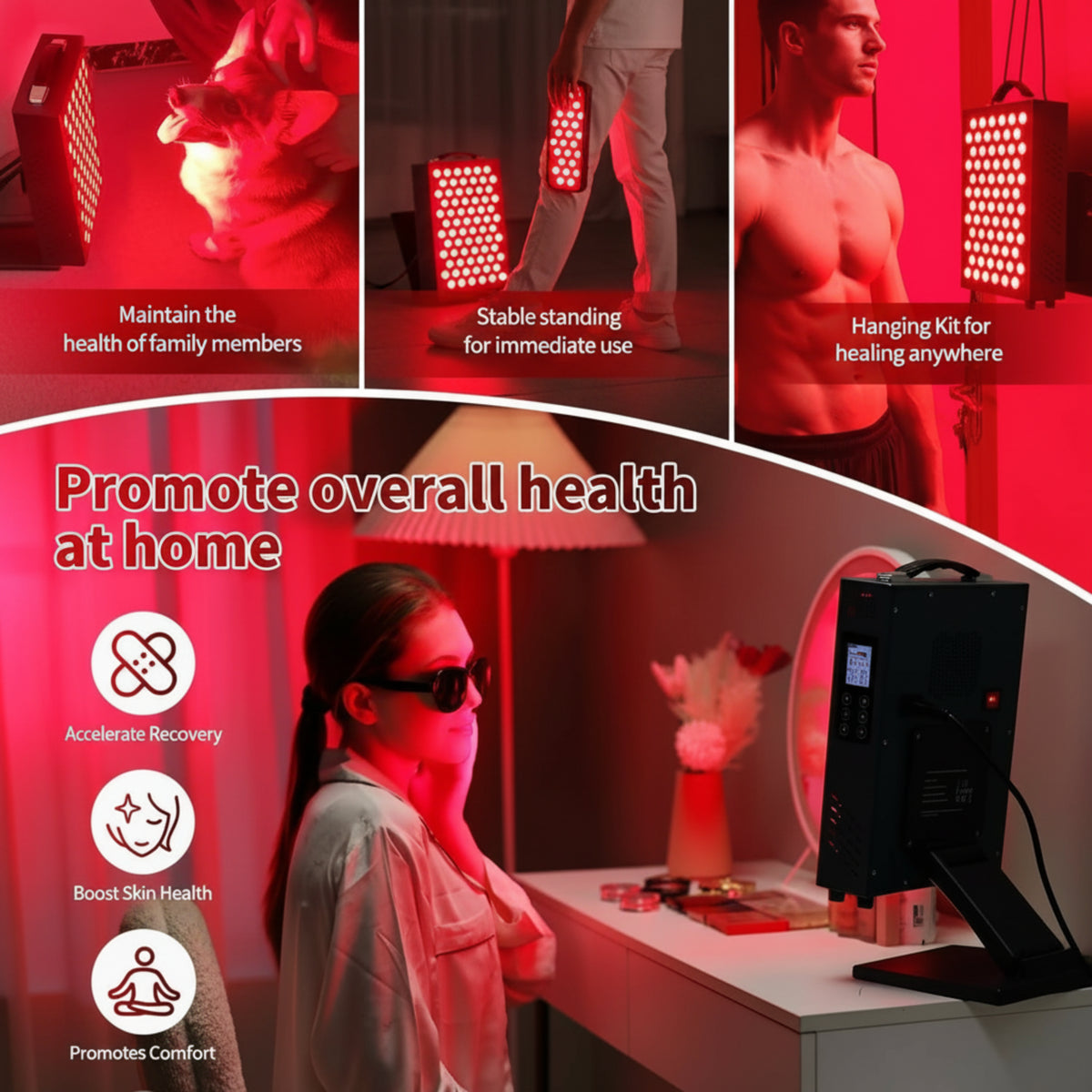 Red Light Therapy Panel for Body, 660Nm Red & 850Nm Infrared Light — product view 7