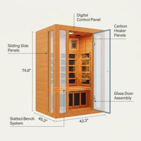 2 Person Extendable FAR Infrared Sauna for Home, Hemlock Wood Low EMF 6 Carbon Heaters Indoor Saunas with LED Lights, Bluetooth Speaker, Digital Control Panel, and Seating Bench — How It Works