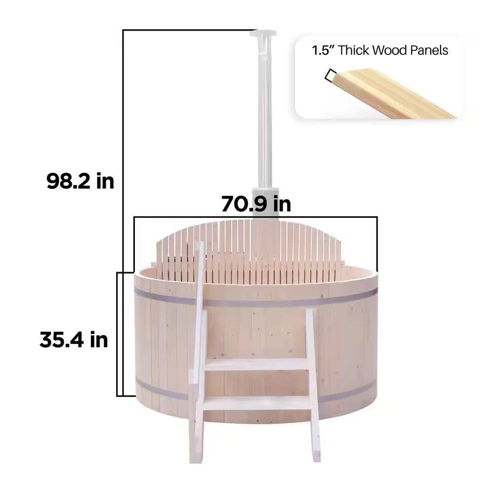Wood Fired 4-Person to 5-Person 0-Jet Hot Tub and Ice Bath with Internal Stove Pine — product view 2